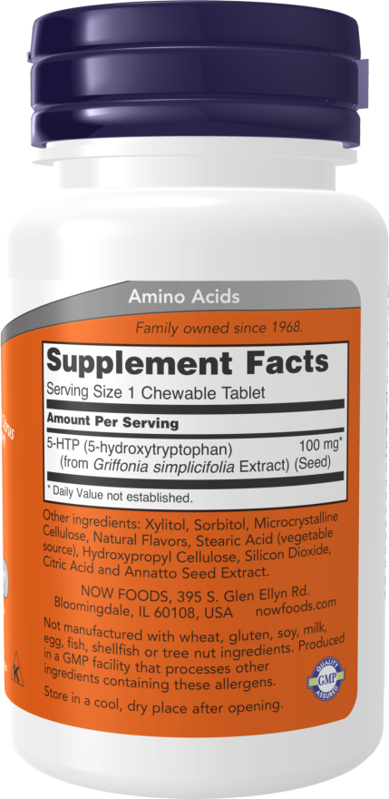 NOW - 5-HTP (5-hydroksitryptofaani), 100 mg - Image 2