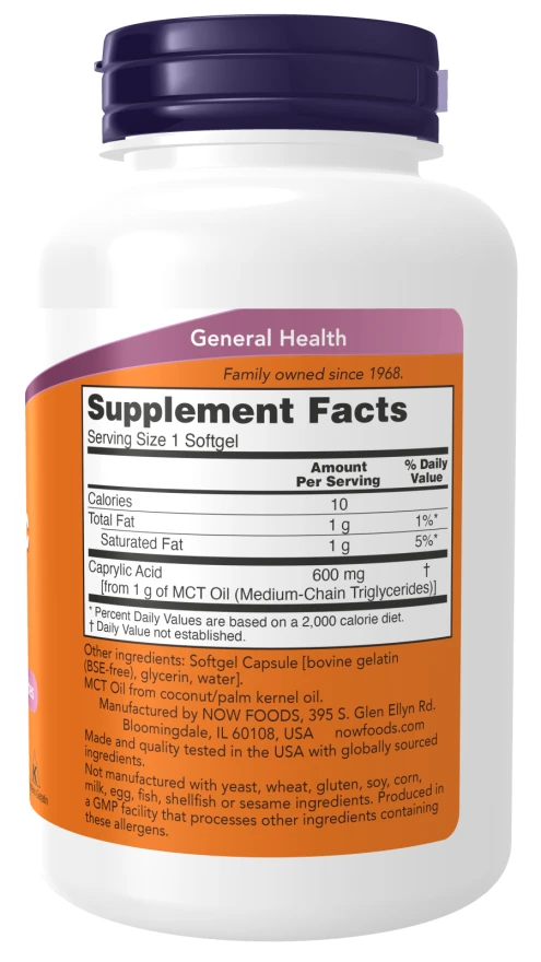 NOW - Kapryylihappo, 600 mg - Image 2