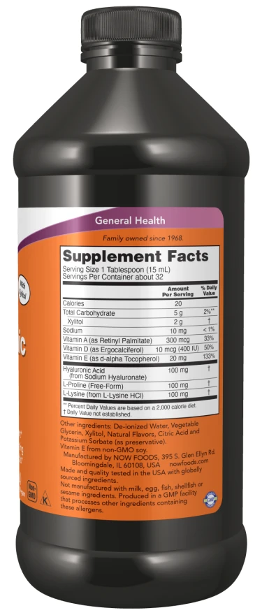 NOW Foods - Nestemäinen hyaluronihappo, 473 ml - Image 2