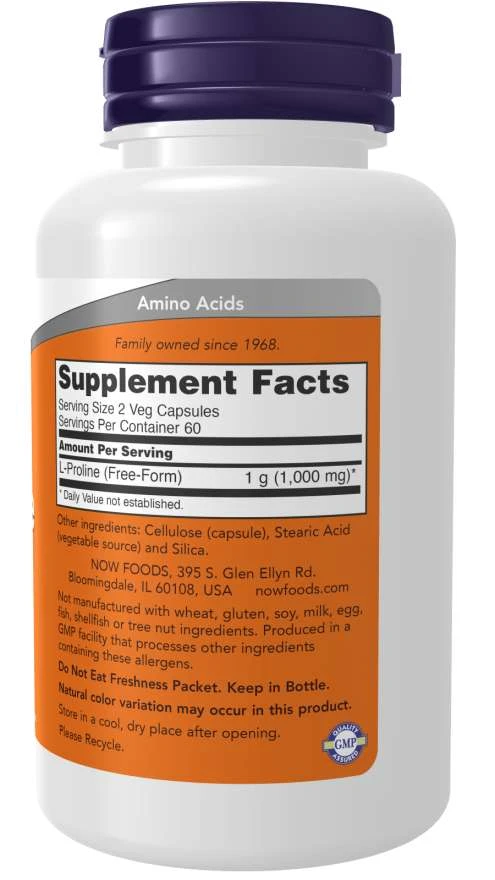 NOW - L-Proliini, 500 mg - 120 kapselia - Image 2