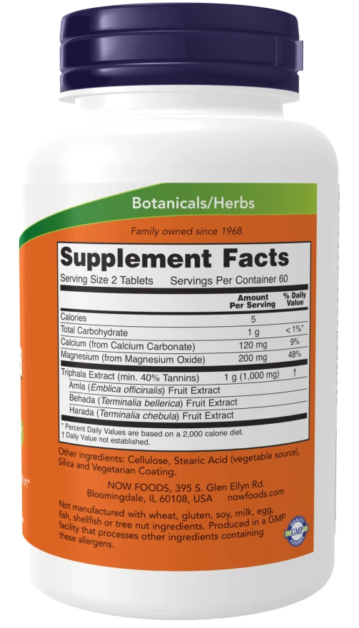 NOW - Triphala, 500 mg, 120 tablettia - Image 2