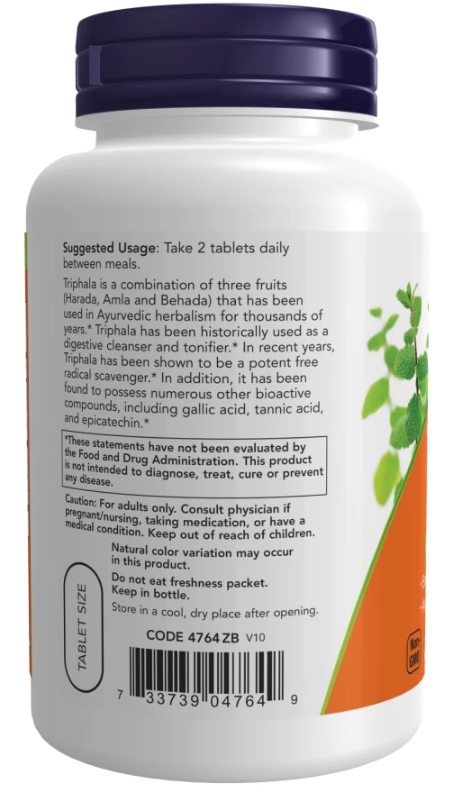 NOW - Triphala, 500 mg, 120 tablettia - Image 3