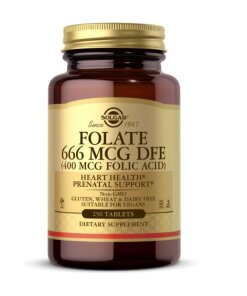 SOLGAR Folate 666 mcg DFE (400 mcg Folic Acid) (250 tabs)
